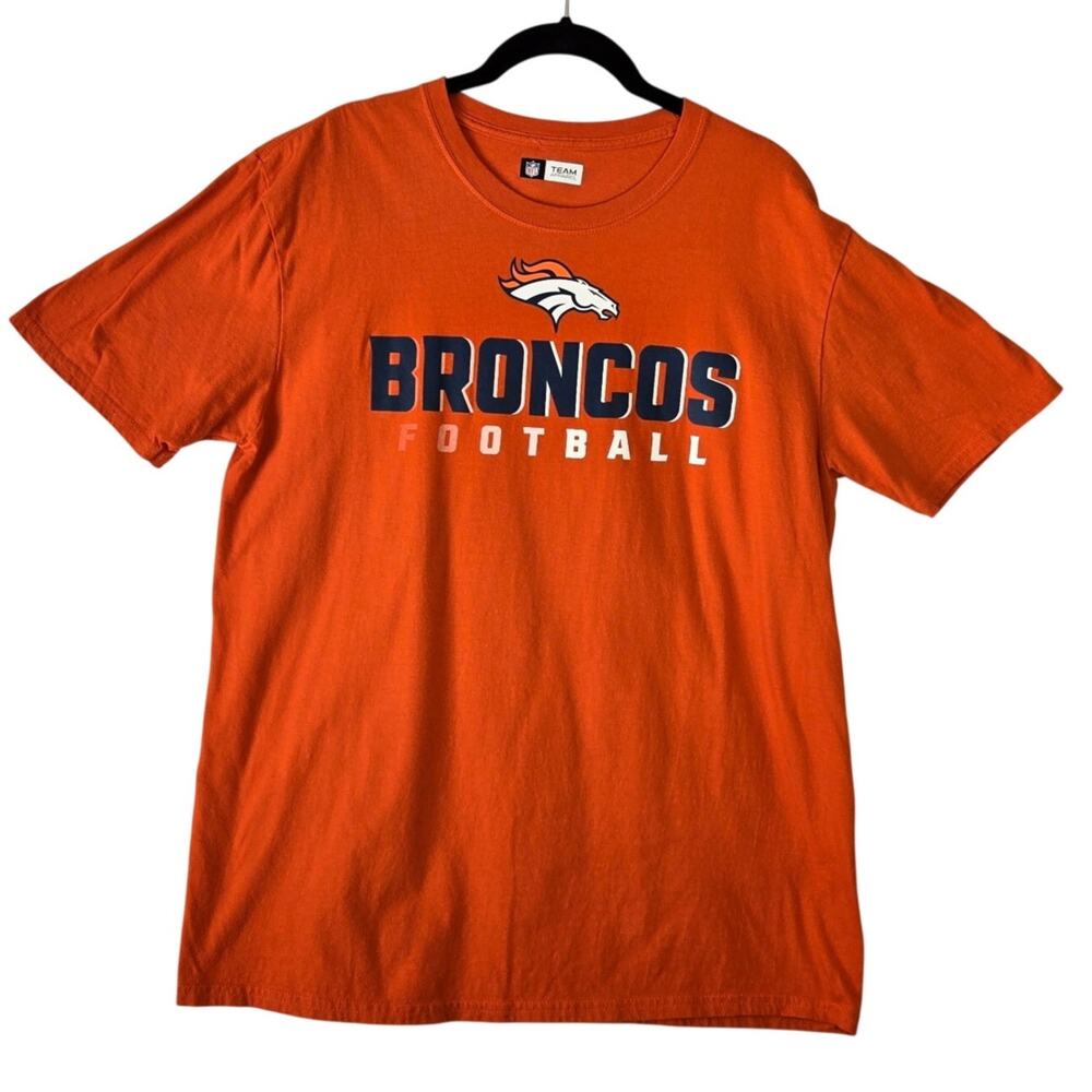 NFL Team Apparel Orange Denver Broncos T‑Shirt 100% Cotton Size Large